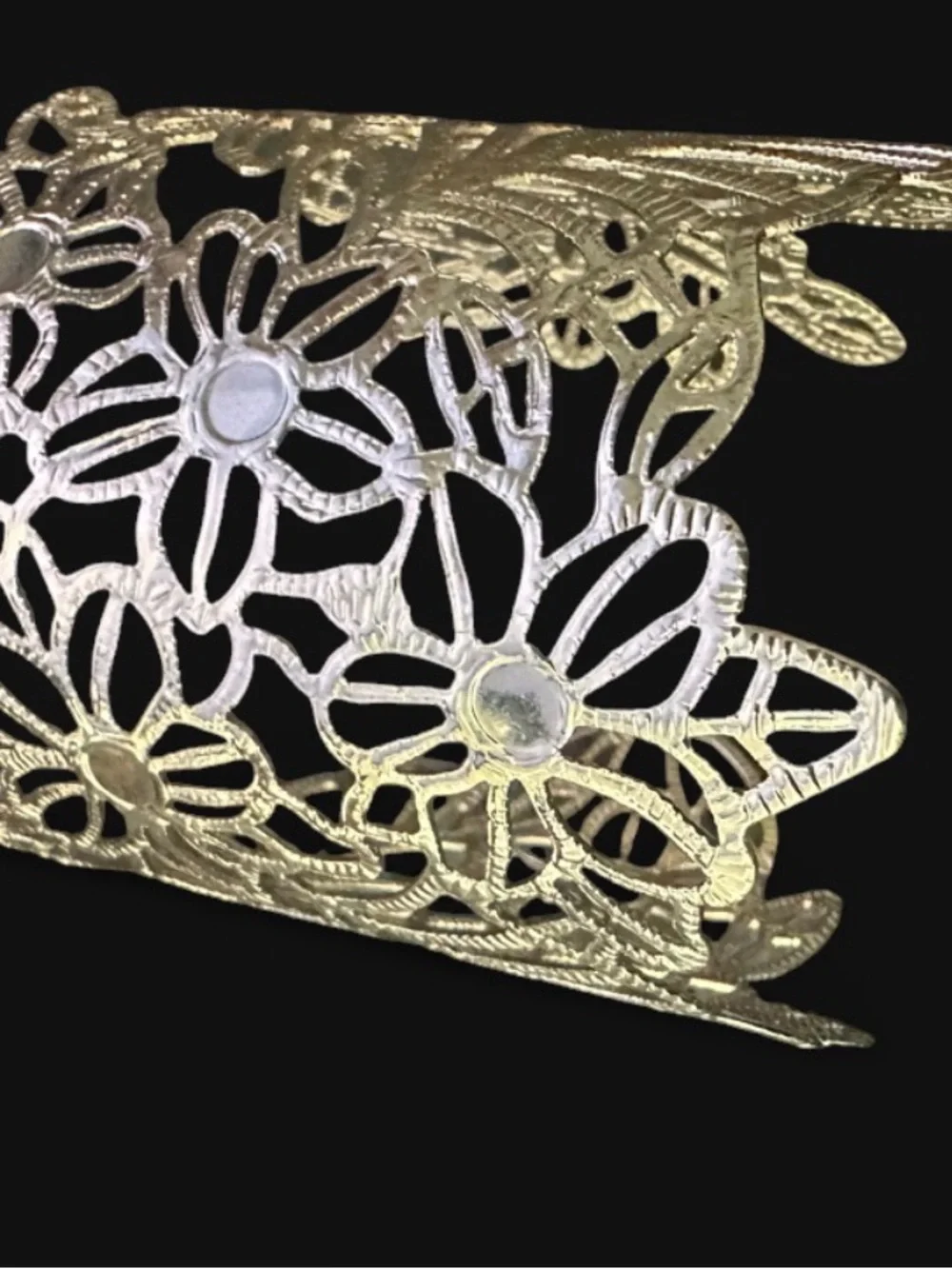 Delicate Gold Floral Filigree Cuff Bracelet